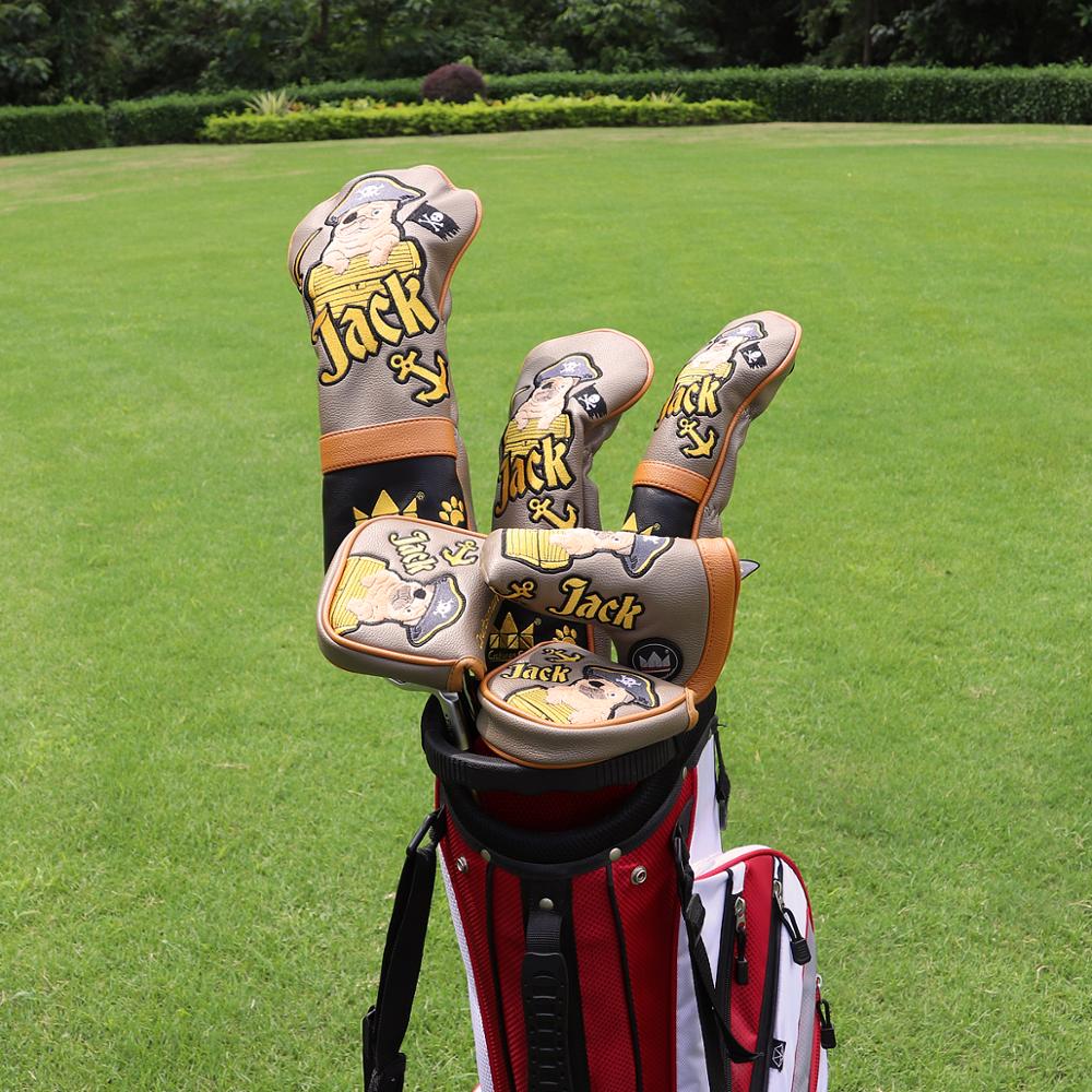 Handwerker Golf Holz Headcover für Fahrer Fahrrinne hybrid einstellen (1FH) Pingtype Hammer Platz Putter PU Leder Bulldogge Stickerei