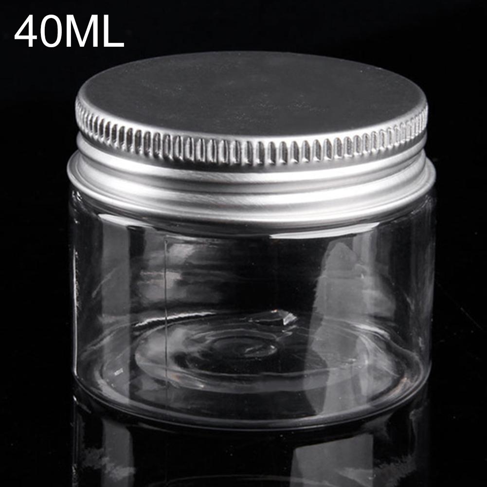 Boîte à maquillage, pot de rangement en plastique pour cosmétiques, récipient transparent avec couvercle en aluminium, petite bouteille de voyage 30/40/50/60/80/100/120/150/200ML 1 pièce: 40ML