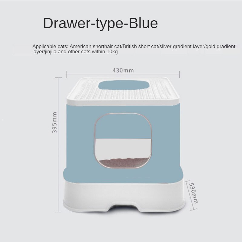 Full Enclosed Litter Box Cats Bedpans Pet Litter Tray Potty Toilet Anti Splash Deodorant Kitten Products Dormatory Cama Gato: 03Blue