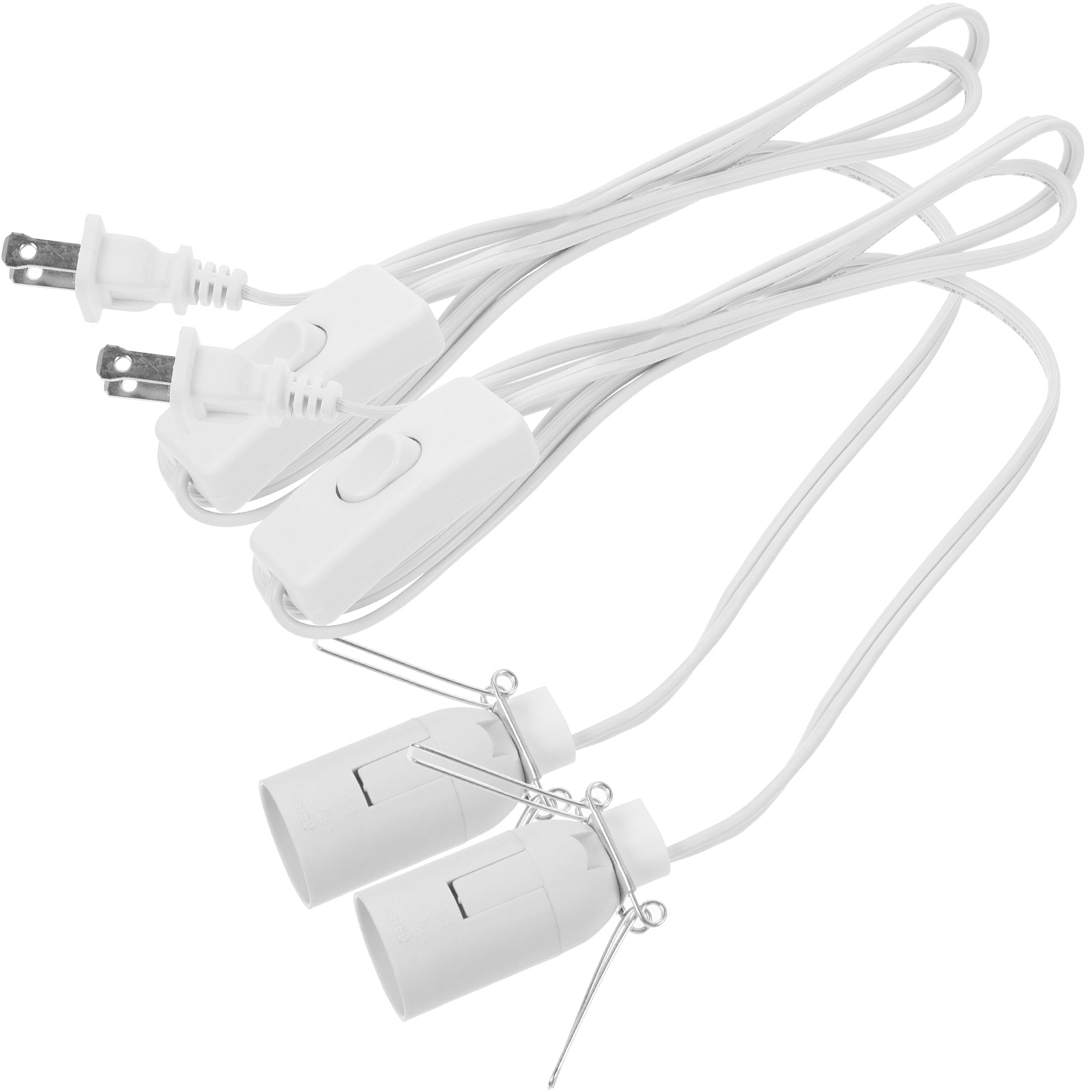 2 Pcs Lamp Holder E12 Light Socket Cord Replacement Salt Wire Power Candelabra Sockets Lamp Bases Lighting Accessories Crystal: WHITE