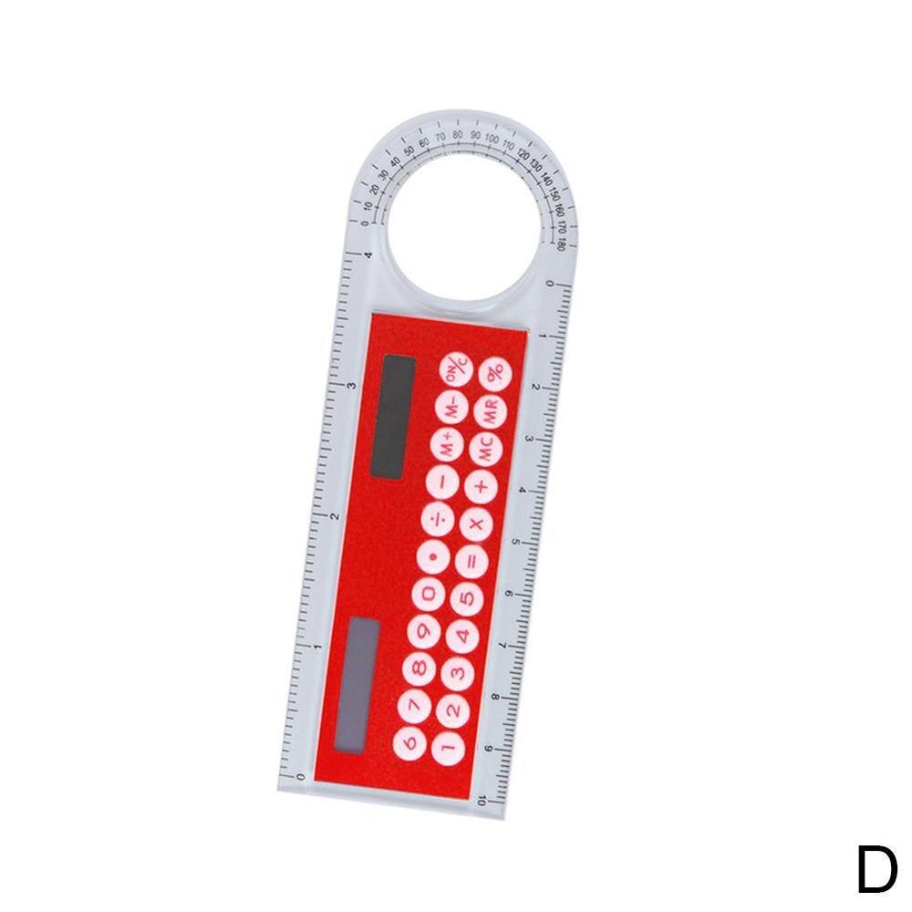 Mini Calculadora con lupa Solar, Calculadora multifunción, 10cm, 5 suministros, regla, oficina, colores ultrafinos, escuela, S0F3, 1 Uds.: D