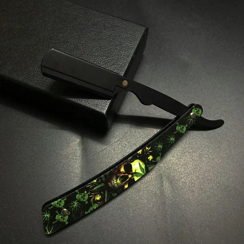 Barbershop Men's Shaver Straight Edge Barber Razor Knives Manual Beard Shaving And Care Replaceable Blades Shavette For Men: SKY BLUE