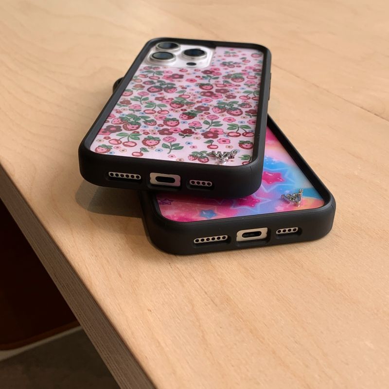 2025 Neue Wildflower 3D WF Handyhülle für iPhone 12 13 14 15 16 Pro Max Plus Regenbogensterne Erdbeerblume Cover Cases Canvas