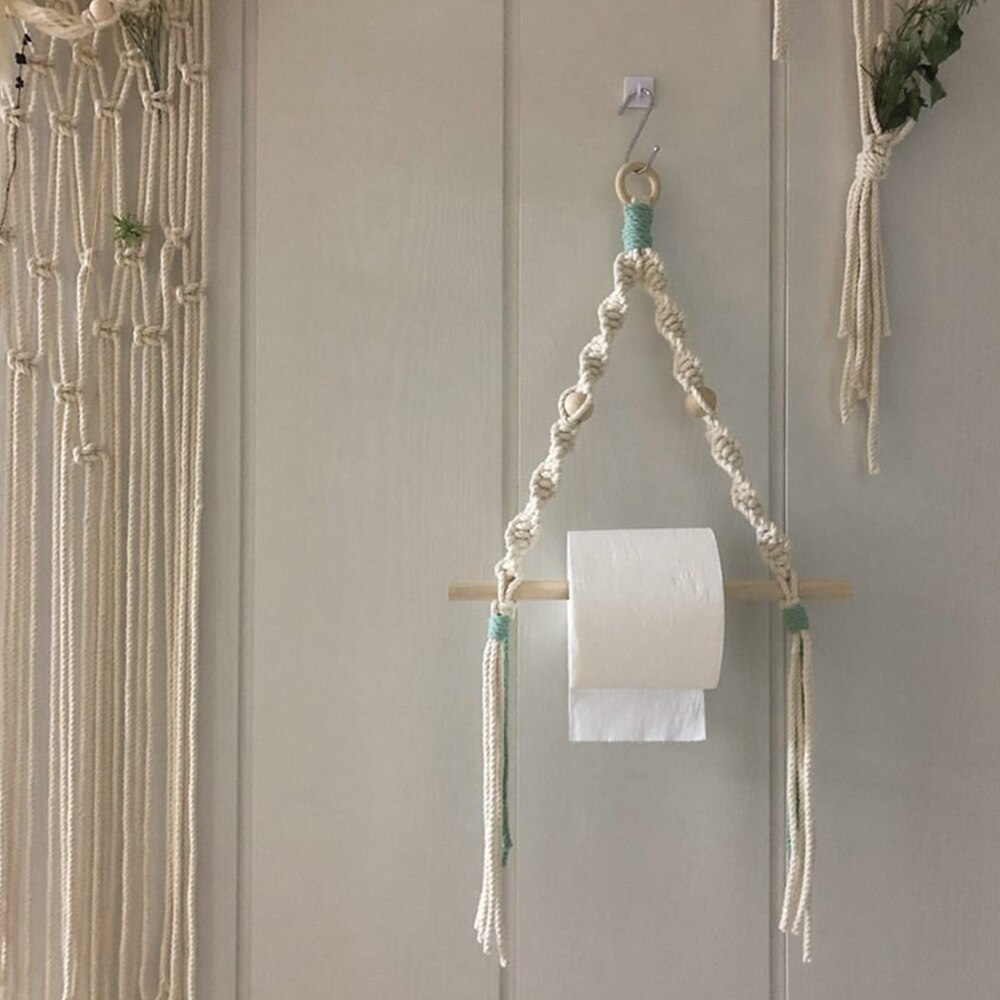 nordique toilette porte-rouleau de papier tapisserie macramé tenture murale salle décoration salle de bains distributeur de papier toilette