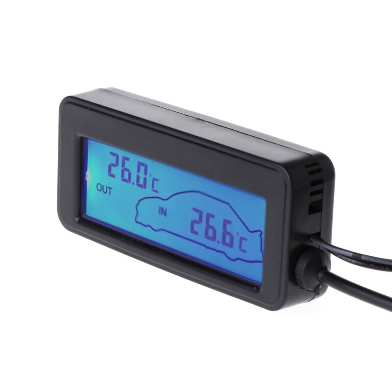 Termómetro Digital para coche LCD a Color, Mini termómetro para vehículos de 12V, Monitor térmico para Interior de coche, medidor de temperatura Exterior, Sensor de Cable de 1,5 M