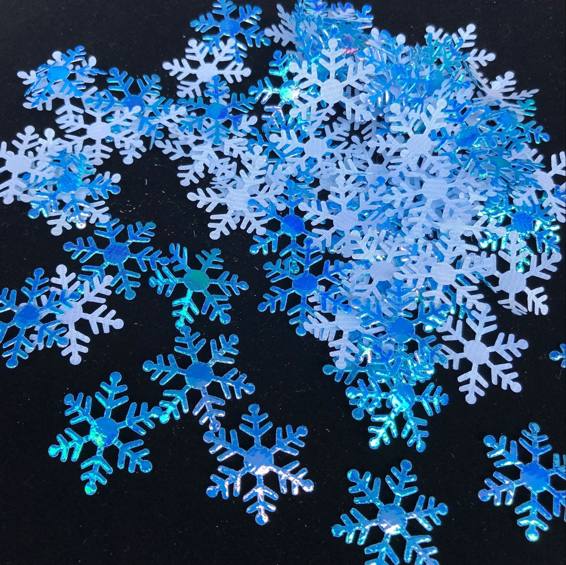 300 Stks/partij Sneeuwvlokken Kerstversiering Kerstboom Opknoping Ornament Garden Wedding Party Kerst Sneeuw Vlokken Decor: Blue