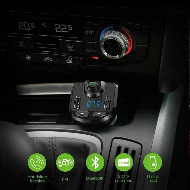 Adaptateur de chargeur USB double USB Bluetooth | Kit de lecteur Mp3 mains libres, transmetteur Fm, Support de carte TF disque U QC2.0 3.1A