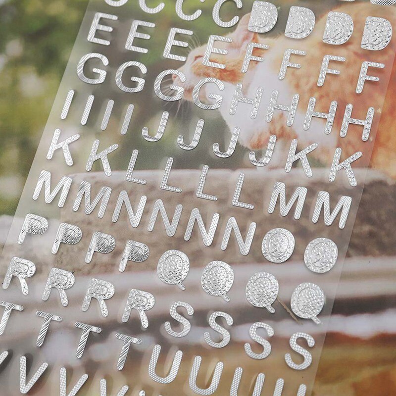 1 st 9.5X17.5 cm Zilver/Goud Digitale Engels Brief Numbers Decoratieve Sticker voor Scrapbooking DIY Ambachten