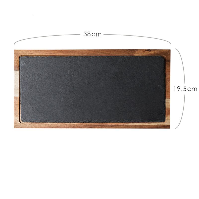 Novelty Solid Wood Snack Disc Wood Tray Black Slate Bread Plate Lovesickness Wooden Plate Western-style Japanese Food: Rectangle
