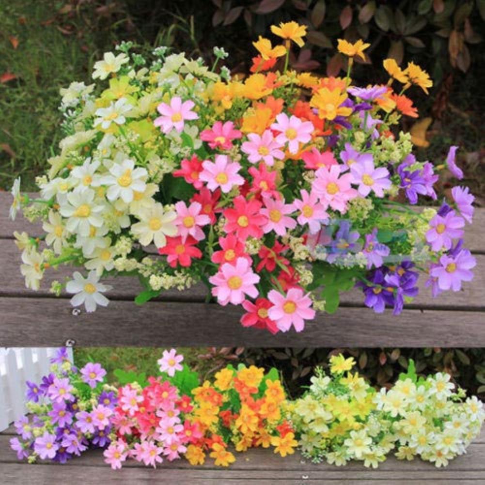 1 Bouquet 28 Heads Cute Silk Daisy Drtificial Decorative Flower Wedding Flower Bouquet Home Room Table Decoration