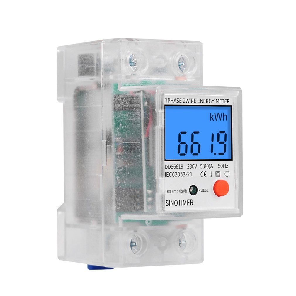 Din Rail Lcd Digital Backlight Energy Meter Single Phase Power Meter Kwh Power Consumption Electronic Wattmeter AC 230V 80A