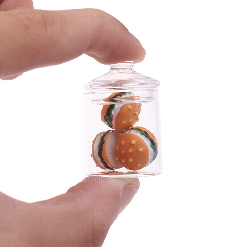 1/12 Dollhouse Kitchen Clear Glass pot Storage Jar Miniature hamburger toy