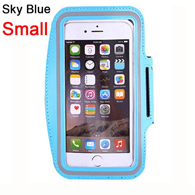 Waterproof 5.5" Gym Running Phone Bag Arm Band Case for iPhone 7 Outdoor Sports Phone Holder Armband Case for J4 J6: Small Sky Blue