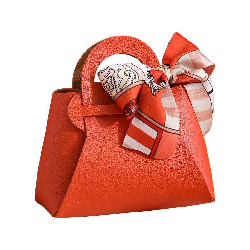 5Pcs Lint Leer Snoep Tas Box Wedding Snoep Chocolade Verpakking Dozen Mini Handtas Verjaardagsfeestje Gunsten Bag
