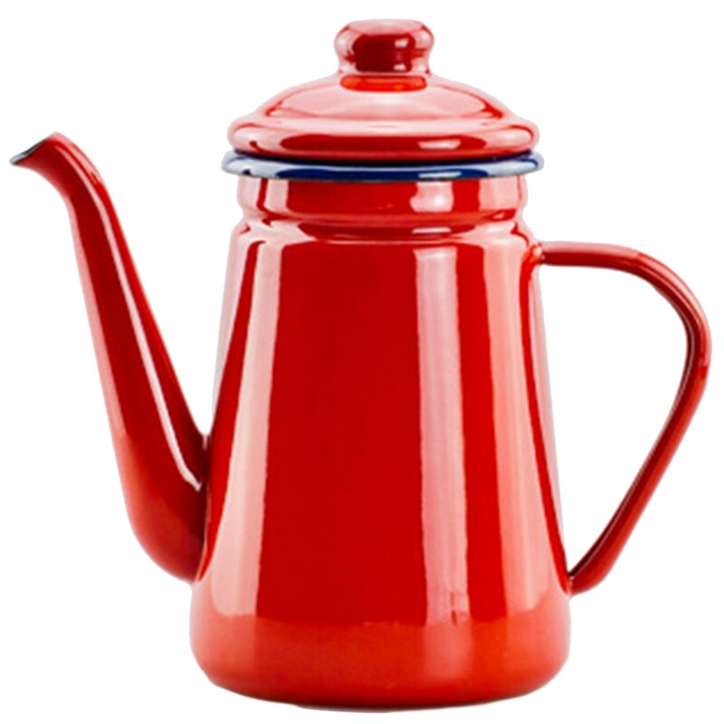 1.1L Enamel Coffee Pot Hand Tea Kettle Induction Cooker Gas Stove Universal Red: Default Title