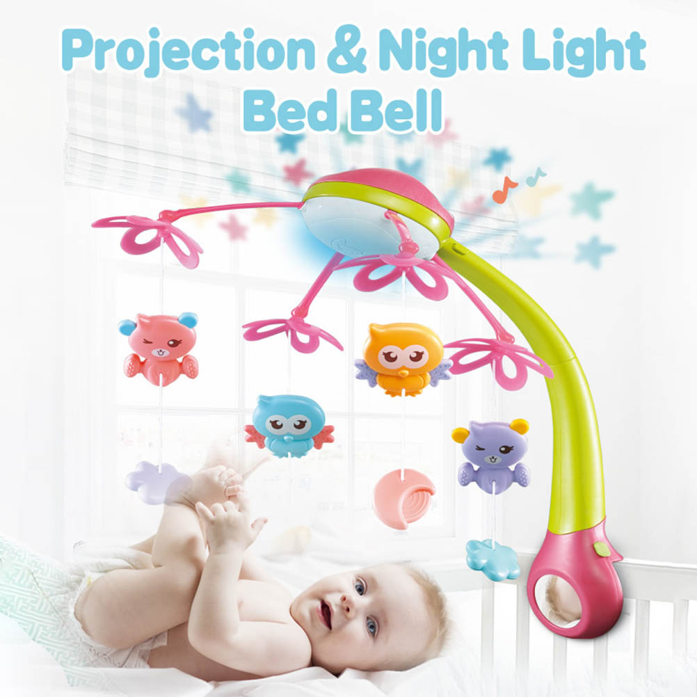 Baby krybbe mobiler rasler musik pædagogisk legetøj seng klokke karrusel til barnesenge projektion spædbarn baby legetøj 0-12 måneder med fjernbetjening
