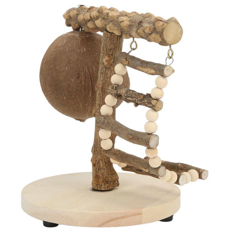 Tabletop T Parrot Perch Safe Lightweight Grip Ability Bird Wood Playstand Easy To Clean with Climbing Ladder Base for Parakeets