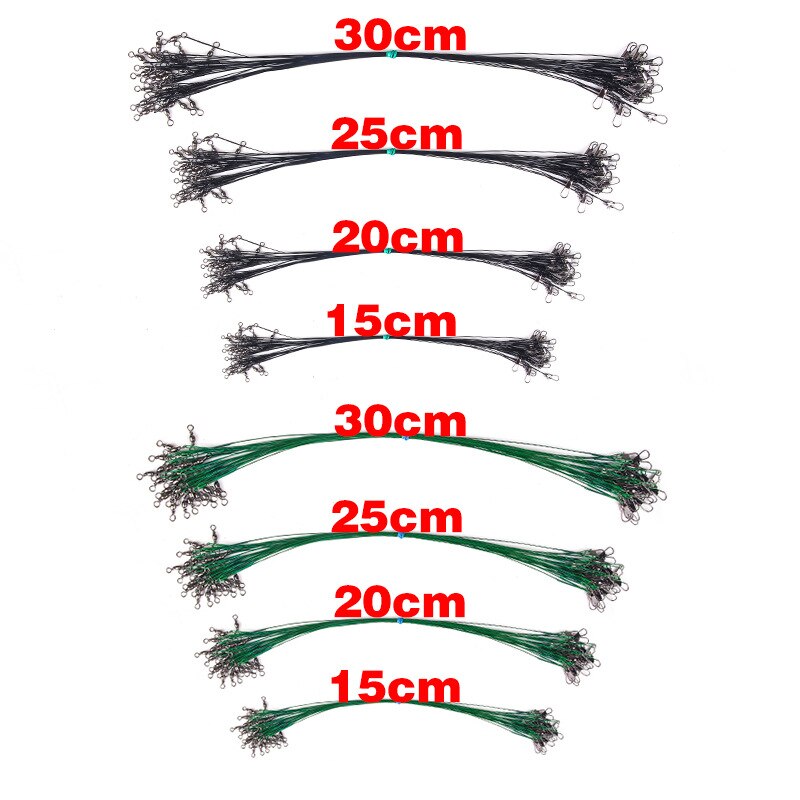 20 Teile/los Anti Biss Stahl Angelschnur Stahl Draht Führer Mit schwenken Angeln Zubehör Blei Ader Leine Angeln Draht 15CM-30CM
