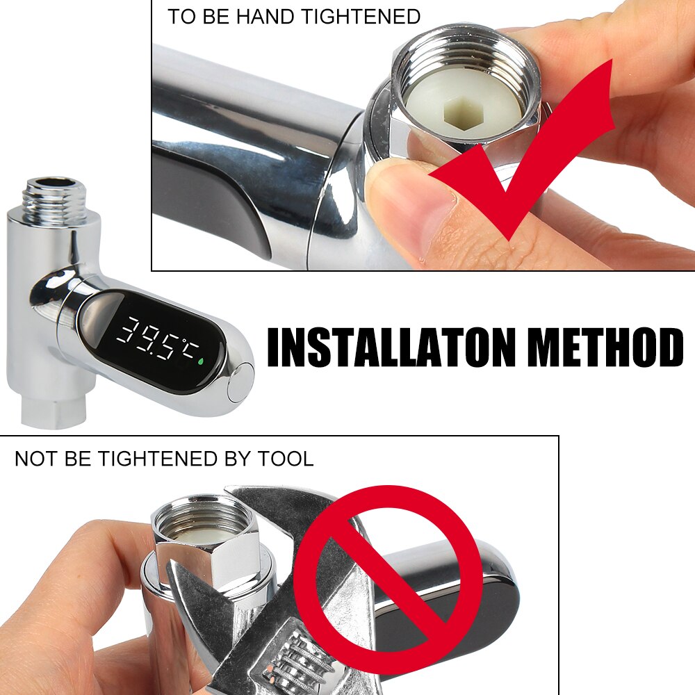 LED Display Water Shower Thermometer Self-Generating Electricity Water Temperature Monitor Energy Smart Meter thermometer