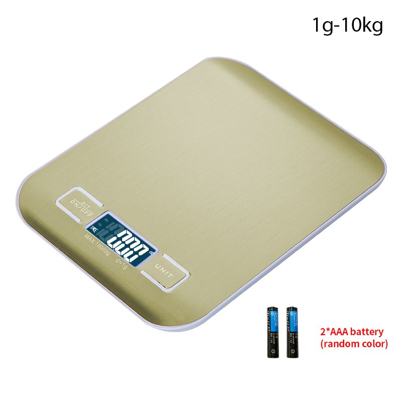 Kitchen Scale Electronic Food Scales Gram Digital Balance LCD Display Weight Ounces Cuisine Ultra Precision Weighing Waterproof: Golden 1g-10kg