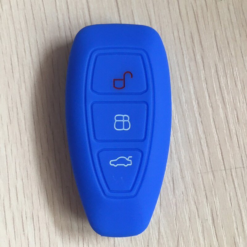 Silicone rubber car key case cover for Ford Focus 3 MK3 ST RS Ecosport Kuga fiesta Fiesta Focus Mondeo3 Buttons smart key: blue a