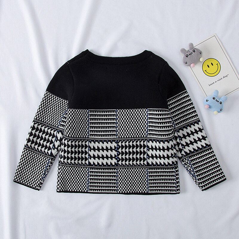 Børn trøjer bror søster matematik strikket tøj plaid strik pullover toppe a line nederdel baby trøjer pige kjoler