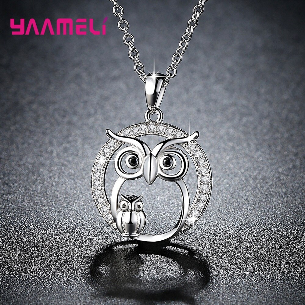 Charm halsband natt drottning uggla trend charm smycken 925 sterling silver bijoux trendigt för kvinnor