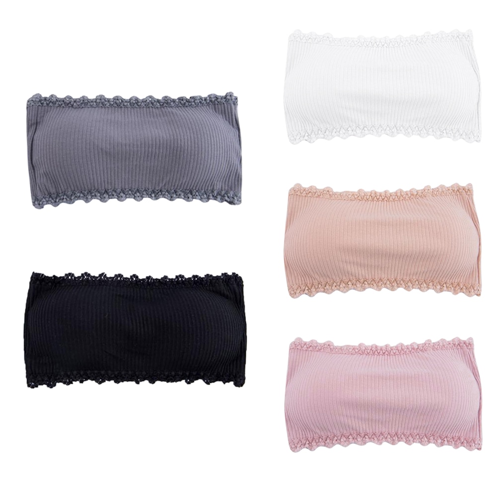 Women's Strapless Bra Ladies Cotton Solid Wrapped Chest Bottom Underwear with Adjustable Buckle Brassiere Wrapped Chest