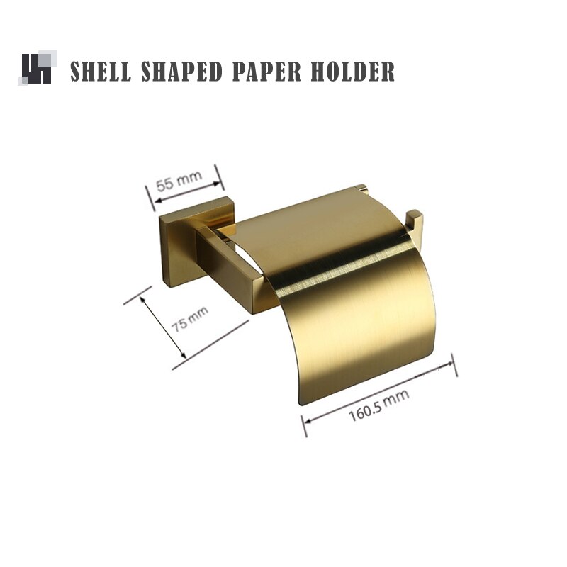 Accesorios de baño de oro cepillado, soporte de papel higiénico, gancho de pared, colgador de toalla, organizador de cocina de acero inoxidable, estante de barra de toalla: Covered Paper Holder