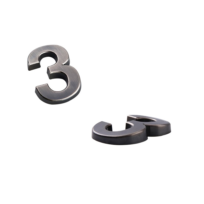 Adhesive door plates house number outdoor ABS and electroplate metal signe number plate Modern door address silver