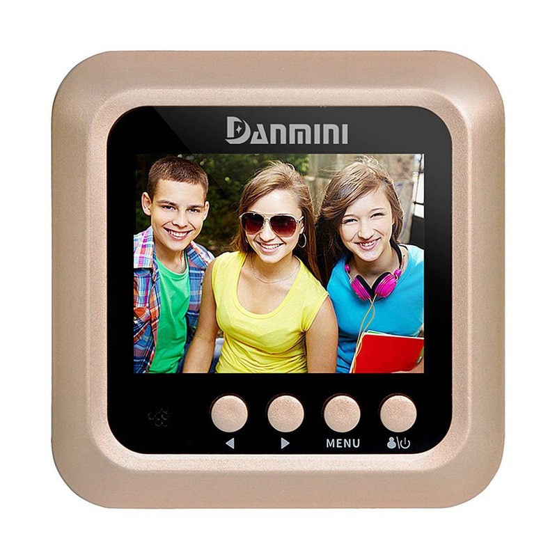 Danmini-pantalla Digital a Color de seguridad de puertas, visor de mirilla de 2,4 pulgadas, sin molestar, 2 MP, compatible con tarjeta TF Max 32G (dorado)