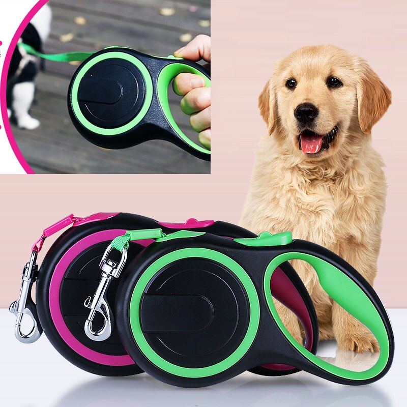 Correa larga y fuerte para perros grandes, correa de nailon duradero, retráctil, para caminar, correa de cuerda de perro extensible automática