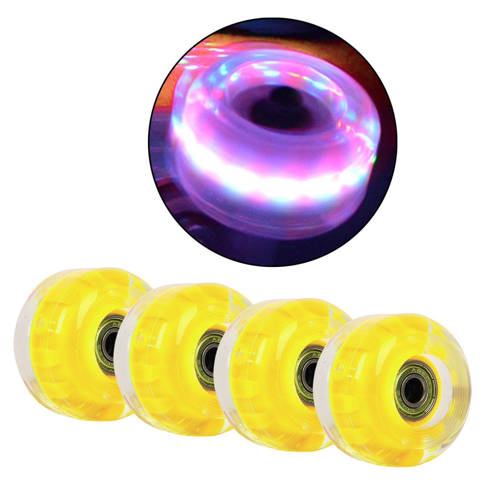 4pcs Light Up Flash Skateboard Longboard Wheels 82A with Bearing Core Glow at Night Skate Board Accessories
