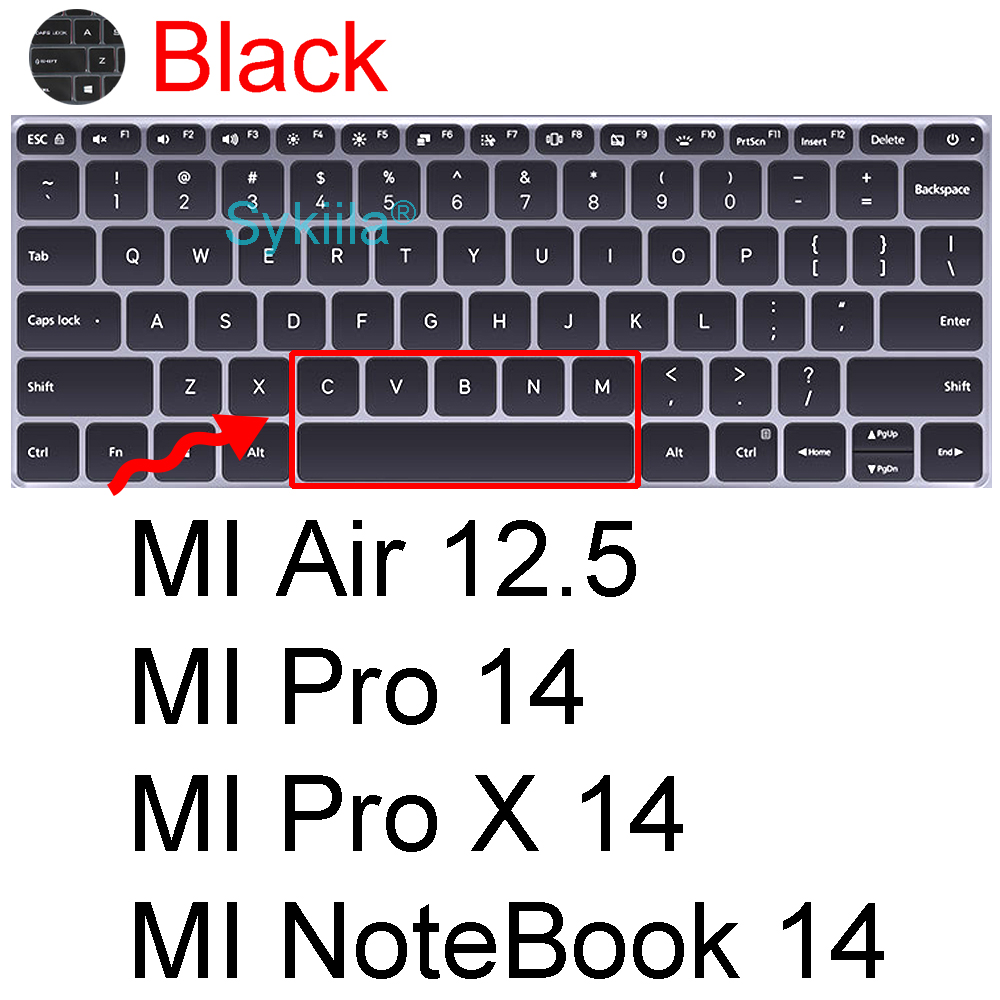 Klawiatura pokrywa dla Xiaomi MI Air 12.5 13.3 Pro 15X14 Gaming Ruby 15.6 Protector skórzane etui silikonowe TPU Laptop Notebook 2021: Black MI 12.5 14