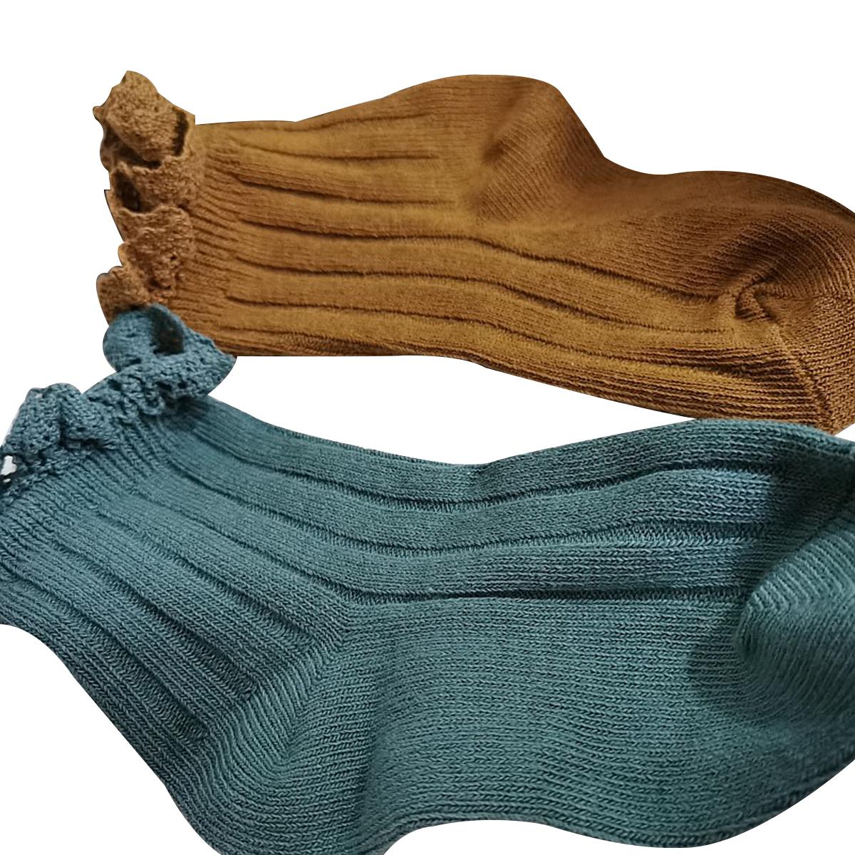 1-8Y 1 Pairs Spring Autumn Trendy Socks Children's Baby Girl Candy Colors Thin Cotton Princess Lace Ruffled Edge Socks