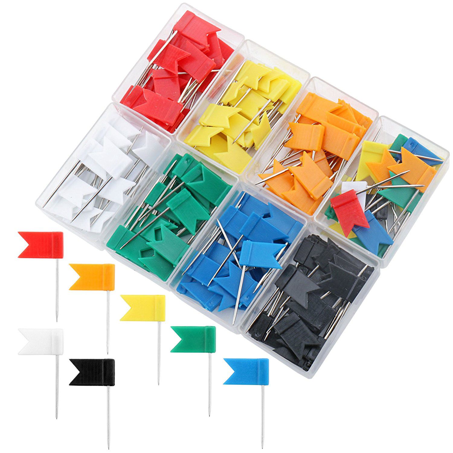 160 Pieces Push Pins Map Flag Push Tacks, Assorted 7 Colors