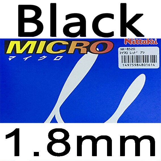 Nittaku Micro NR-8520, Nr 8520, NR8520 Black Pips-In Tafeltennis Pingpong Rubber Met Spons Racket Sport Zwart: black 1.8mm