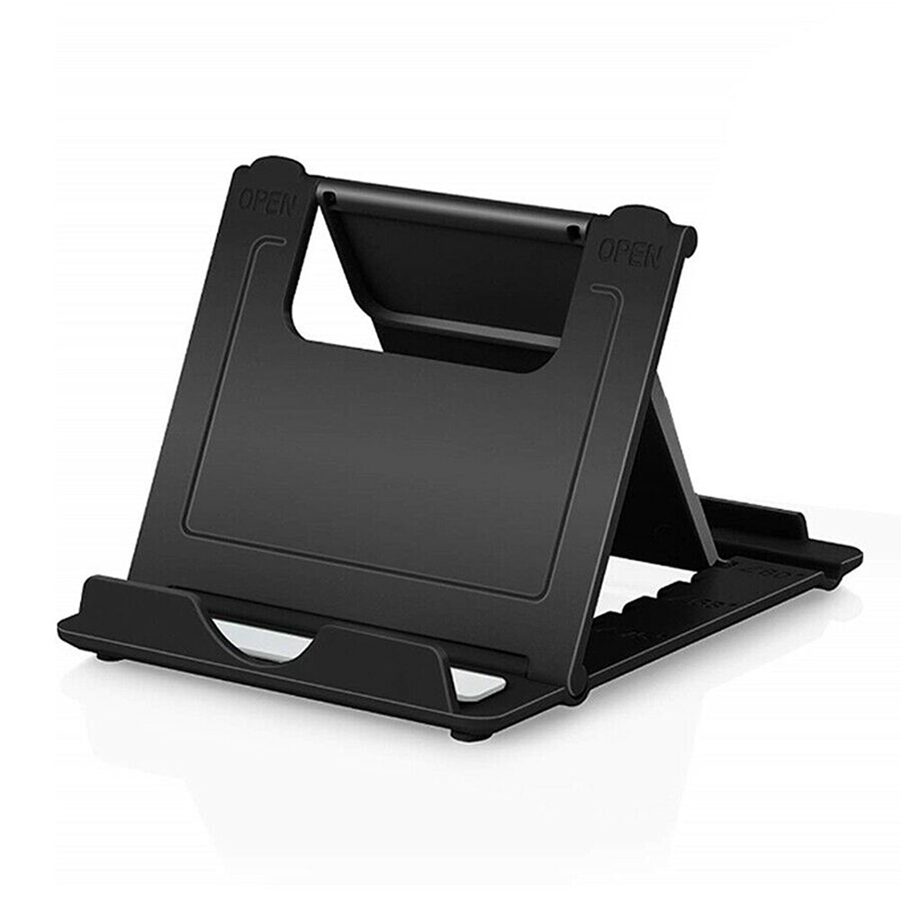 Soporte de teléfono portátil ajustable para iPhone, soporte Universal de plástico para tableta, iPad, Samsung, Huawei, Laze: Negro