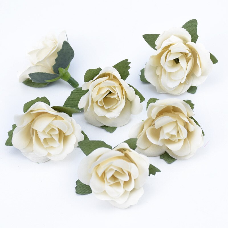 10 st silke rosor huvuden blomma vägg hem bröllop dekoration tillbehör handgjorda diy box konstgjorda växter julkrans