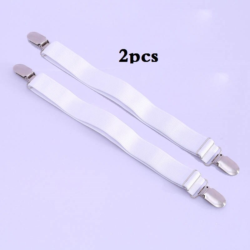 Grippers Suspender Cord Hook Loop Clasps Adjustable Elastic Mattress Cover Adjustable Bed Sheet Fasteners Straps: Y15-white-2psc