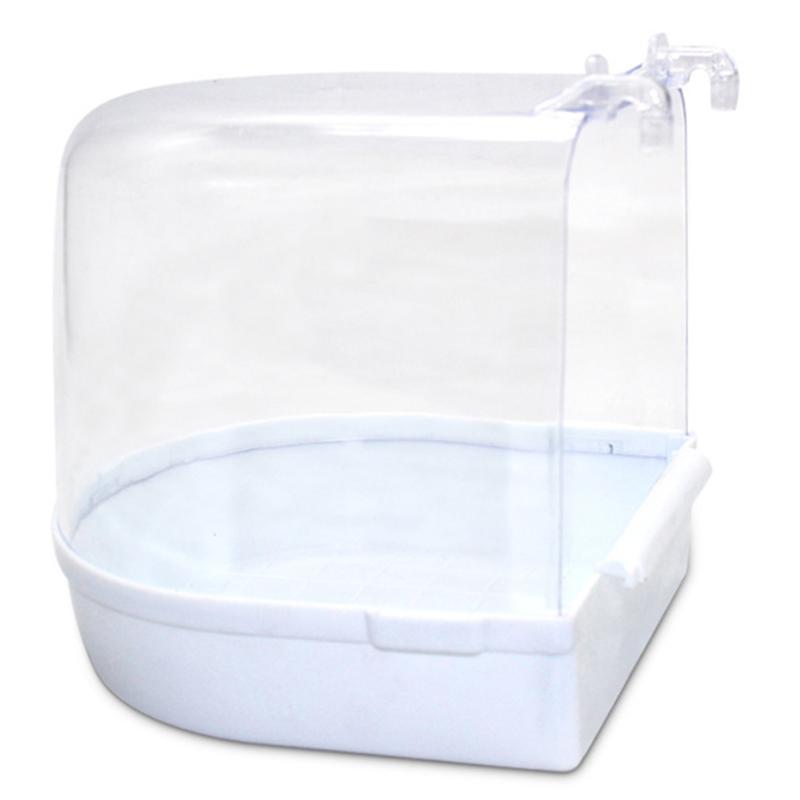 1 Pc Pet Bird Bath Cage Transparent Hanging Bird Bath Covered For Small Brids Canary Budgies Parrot (Random Color)