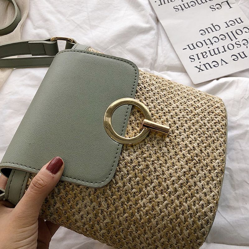 Frauen Damen Crossbody Stroh Eimer Schulter Tasche Tote Geldbörse Handtasche Messenger Satchel