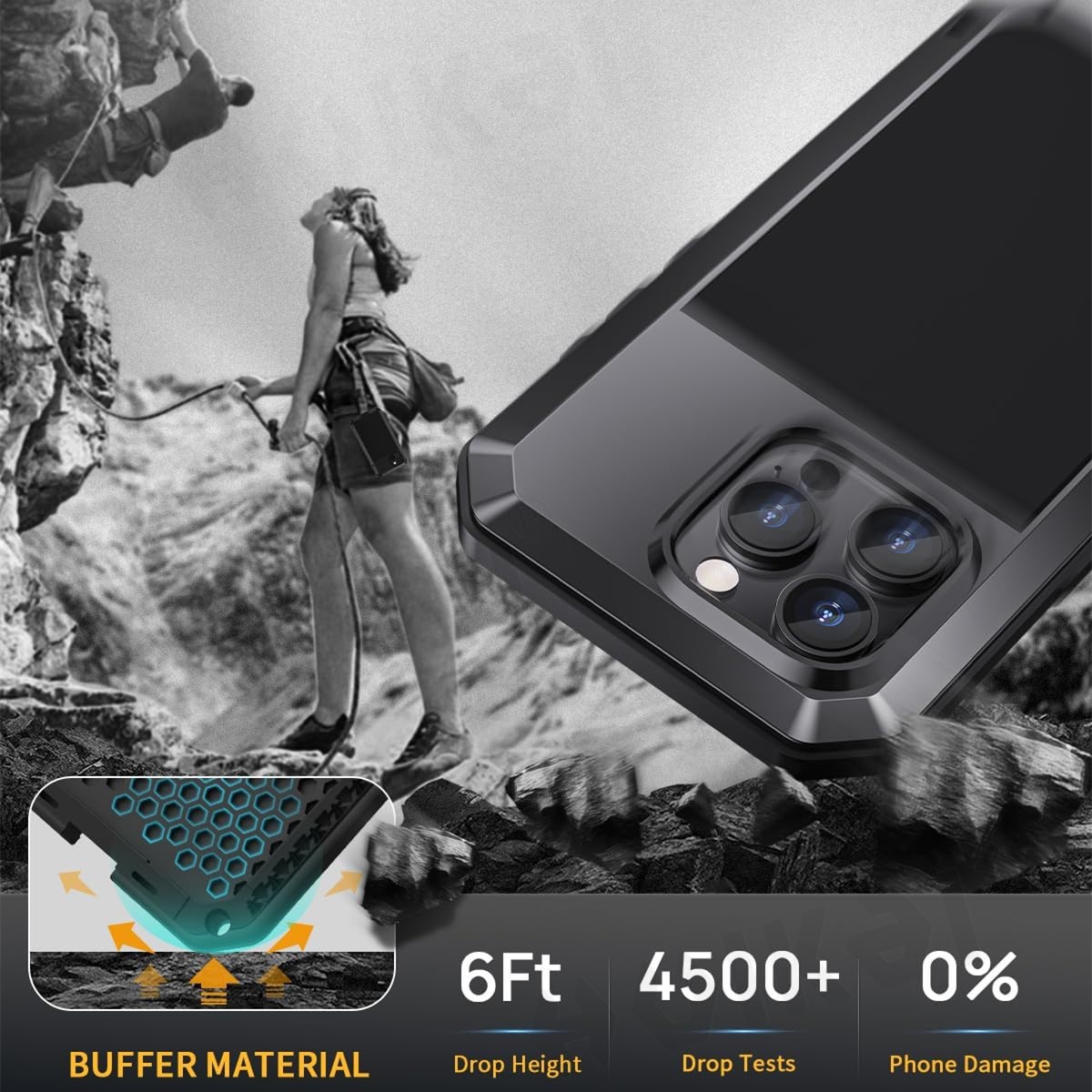 Metalen behuizing voor iPhone 16 Pro Max iPhone 15 Pro Max 14 13 Heavy Duty Schokbestendig Robuust Glas Schermlichaam Beschermhoes