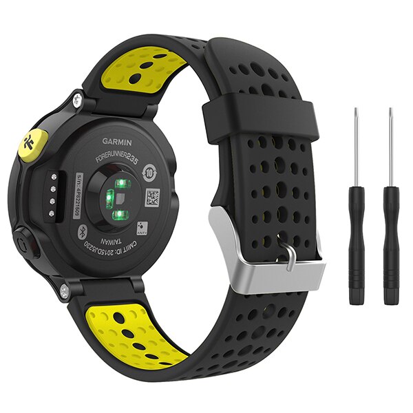 Para Garmin Forerunner 235 brazalete con correa de silicona para Garmin Forerunner 220/230/235/620/630/735XT/235 accesorio Lite: Black with Yellow