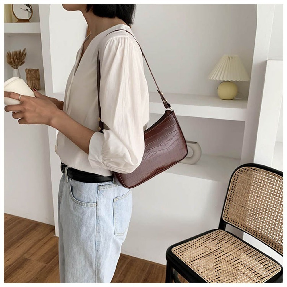 Krokodille mønster baguette tasker pu læder skuldertasker til kvinder luksus håndtaske kvindelig rejse