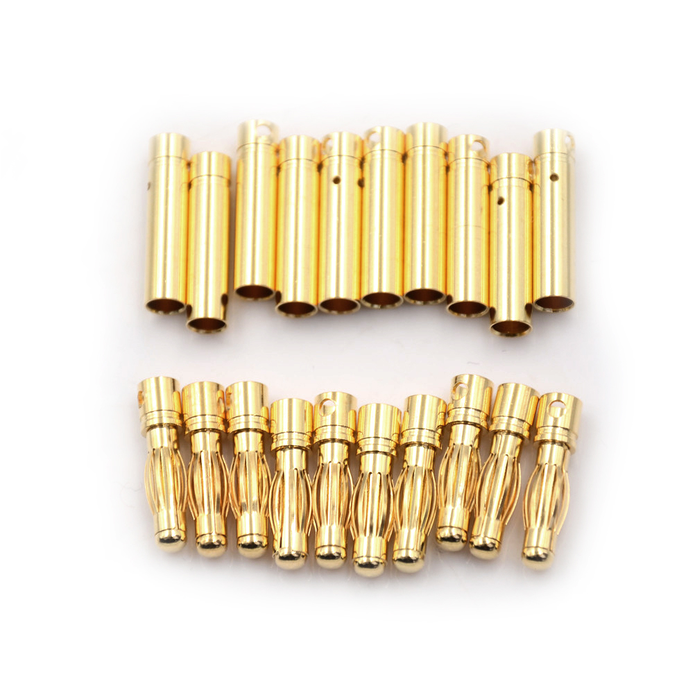 Conector Banana de bala chapado en oro, batería RC de 4mm, macho y hembra, , lote de 10 pares