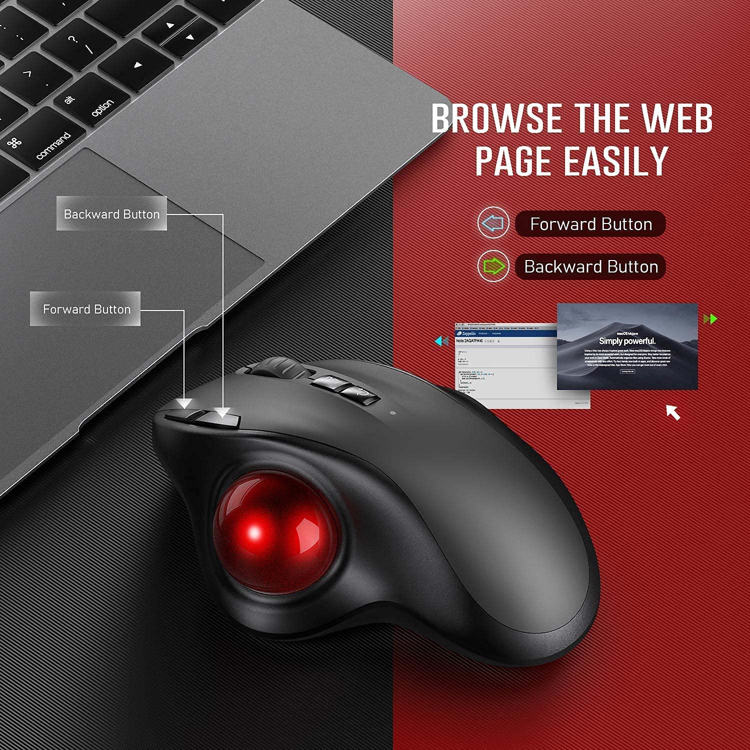 Trackball bezprzewodowa mysz akumulatorowa mysz Bluetooth 2.4G USB ergonomiczne myszy do komputera Android Windows 3 regulowana DPI