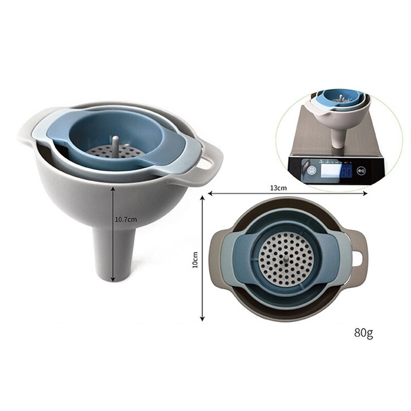Kitchen Funnel Set Nested Funnels with Handle Plastic Funnels with Detachable Strainer Filter 4-in-1 NOV99