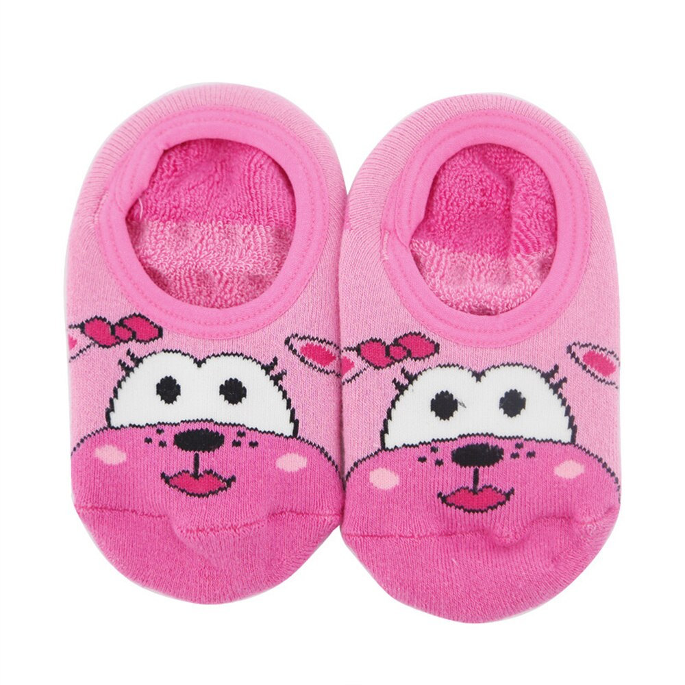 Muslinlife bébé chaussettes courtes coton dessin animé chaussettes enfants enfant en bas âge filles garçons chaussettes courtes anti-dérapant sol chaussettes automne hiver 0-6T: pink / 2-3T