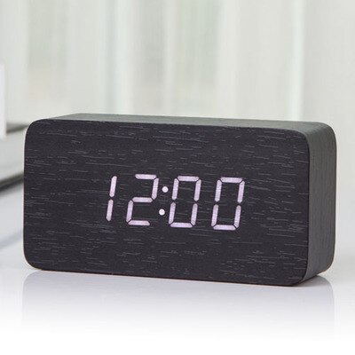 JINSUN Alarm Clocks Wood Bamboo LED Thermometer Digital Voice Table Clock Big Numbers Digital Clock KSW103